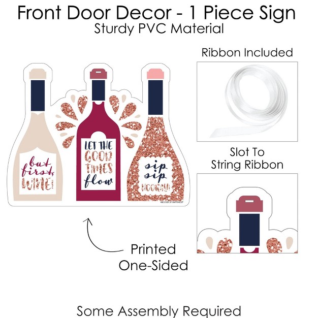 Big Dot Of Happiness But First Wine Hanging Porch Wine Tasting Party Outdoor Decorations Front Door Decor 1 Piece Sign