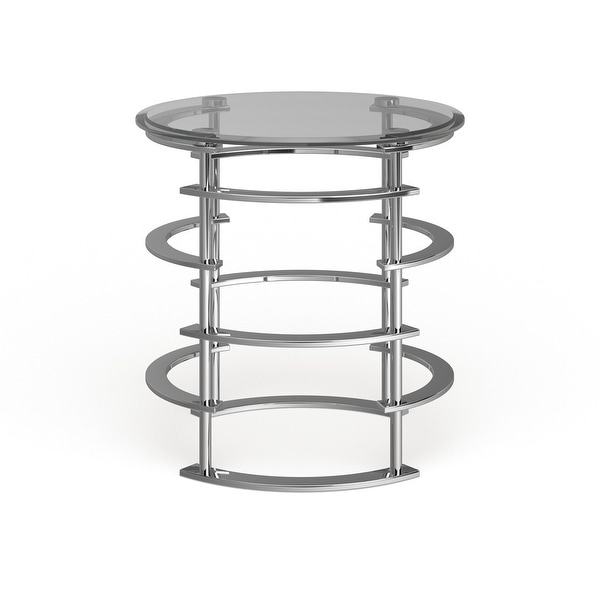 Furniture of America Odella Contemporary Glam 24-inch Glass Top Side Table