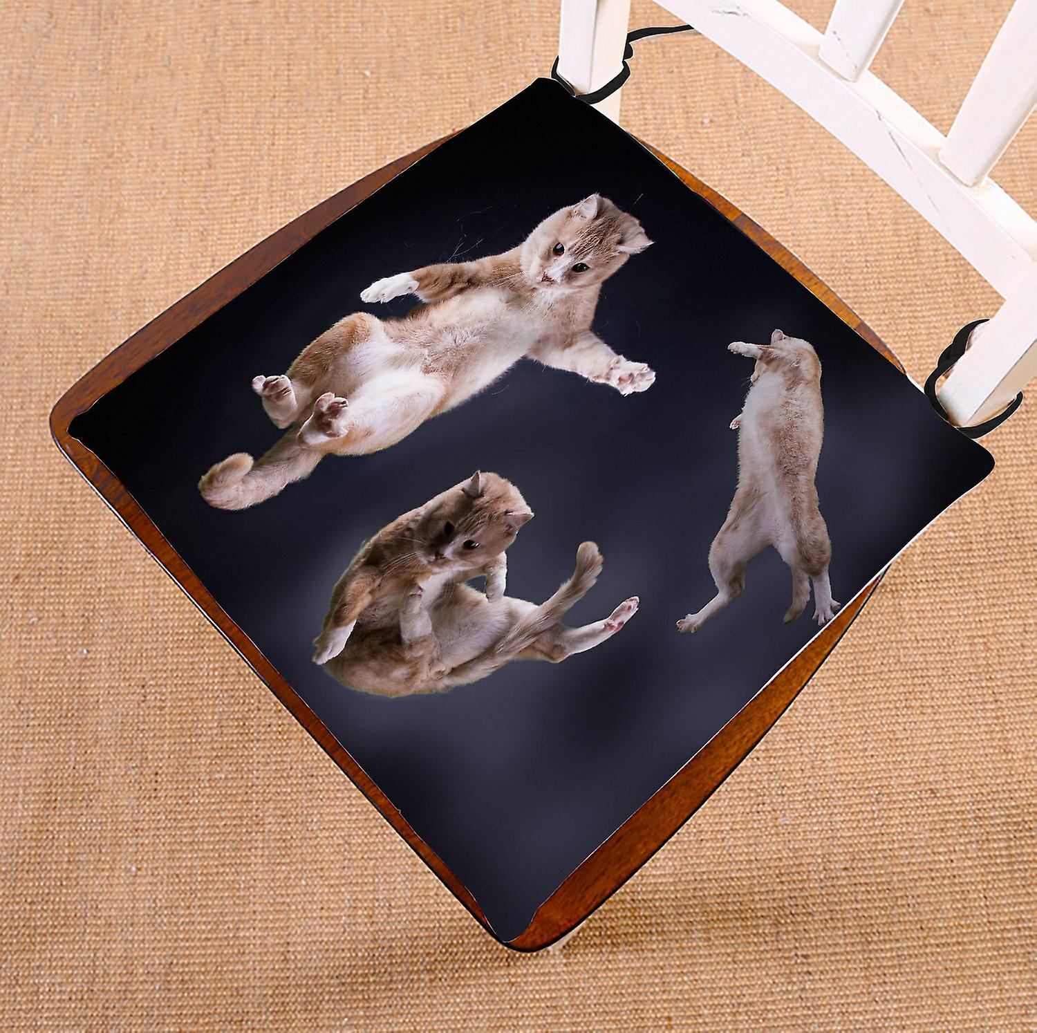 Three Cats Jumping In Space Seat Cushion Chair Cushion Floor Cushion 40x40 Cm