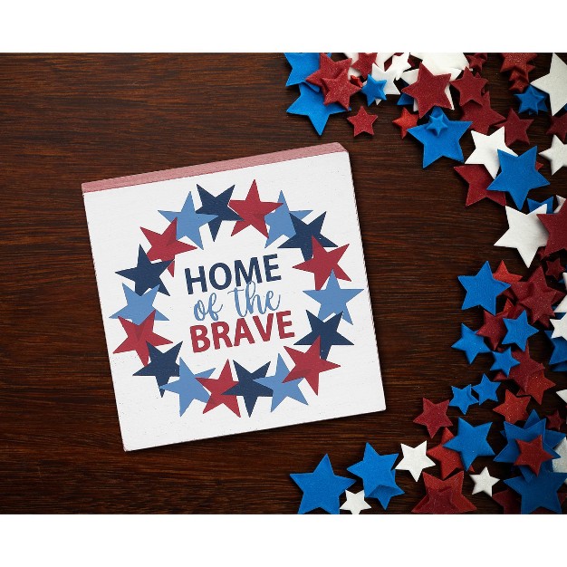 C amp f Home Home Of The Brave 4th Of July Shelf Block