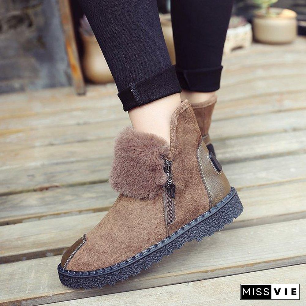 Zipper Platform Outdoor Suede Boots