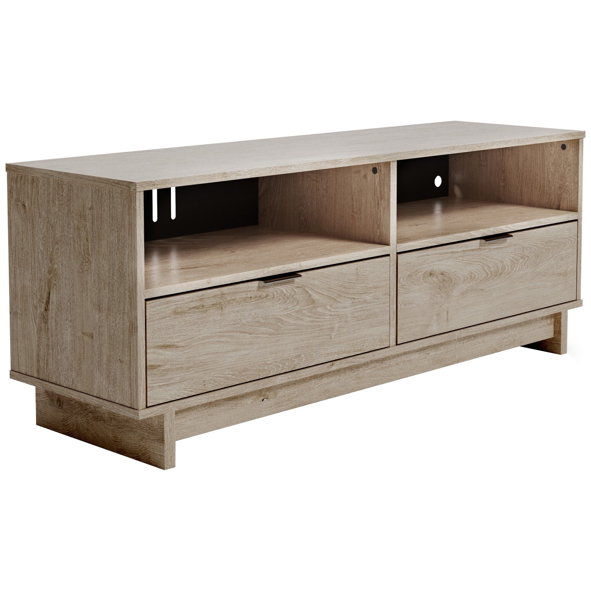 59 Inch TV Media Entertainment Center， 2 Drawers， Butcher Block Pattern