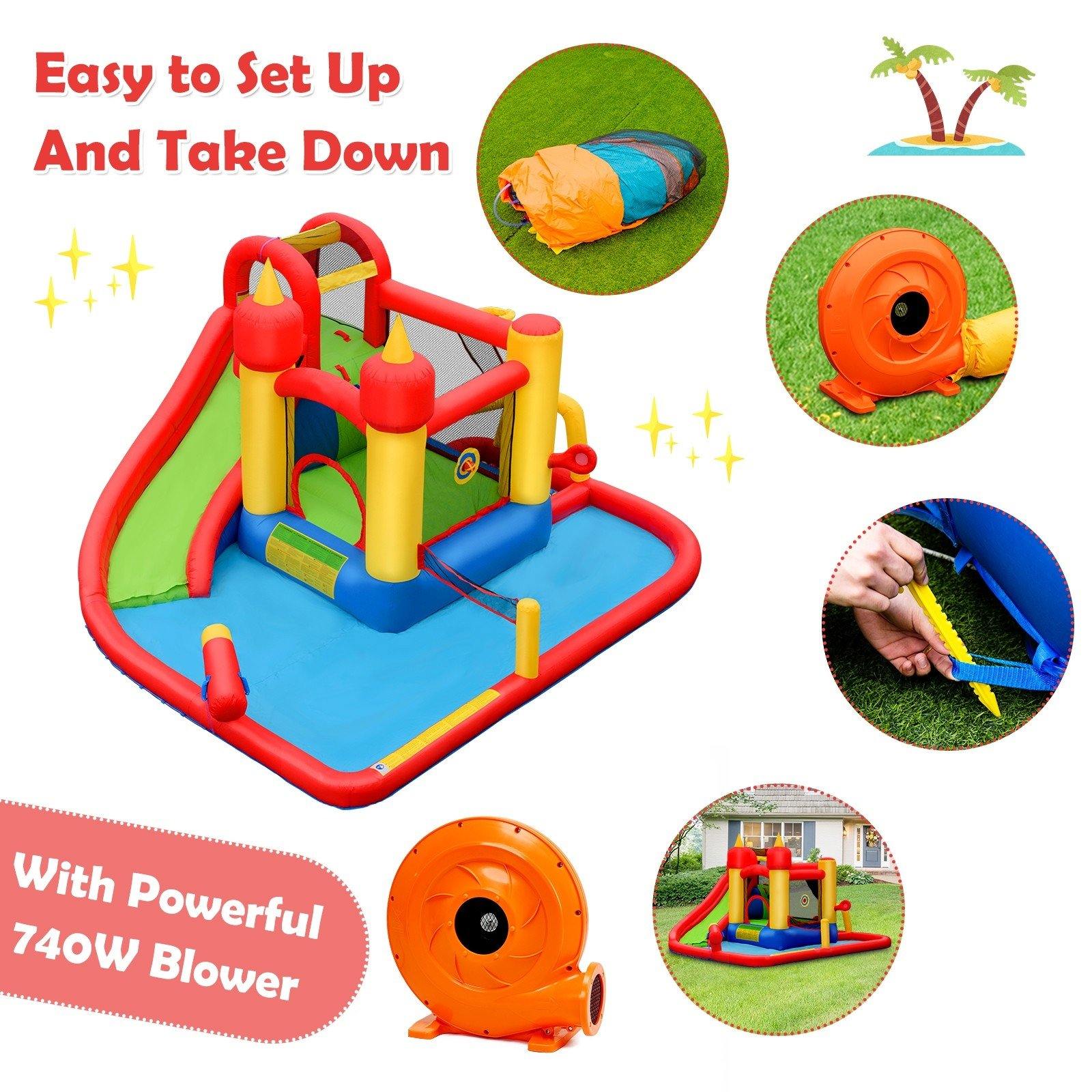 Inflatable Bounce House, Mighty 7 in 1 Water Slide Park