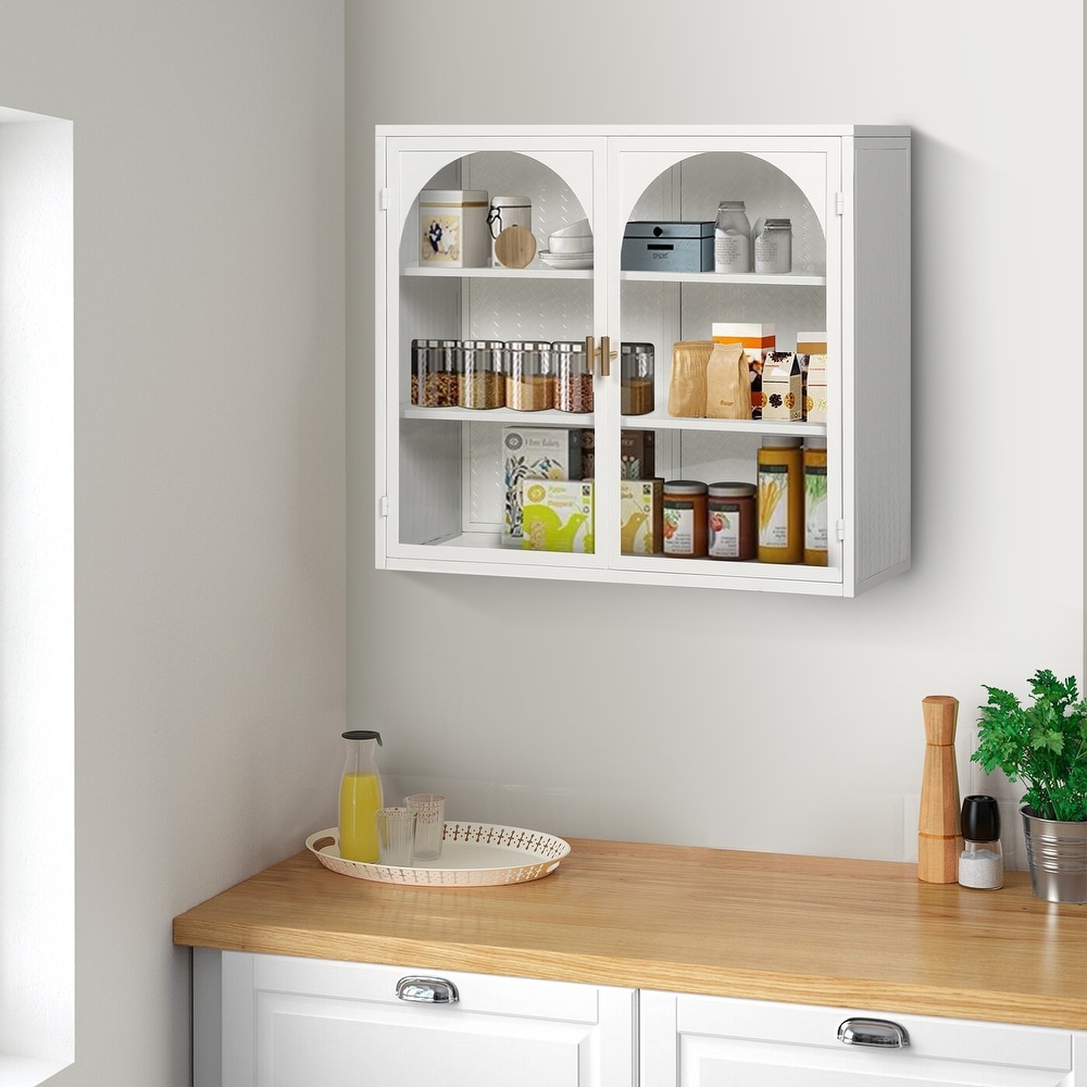 Wall Cabinet with Featuring Three tier Storage for Entryway Living Room Bathroom Dining Room