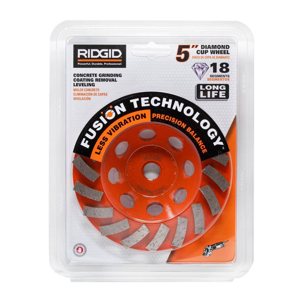 RIDGID 5 in. 18-Segment Turbo Cup Grinding Wheel Power Tool Accessory HD-TAW5018P1