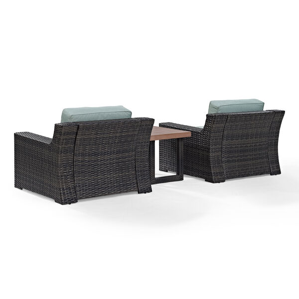 Beaufort 3 Piece Outdoor Wicker Seating Set With Mist Cushion - Two Chairs， Side Table