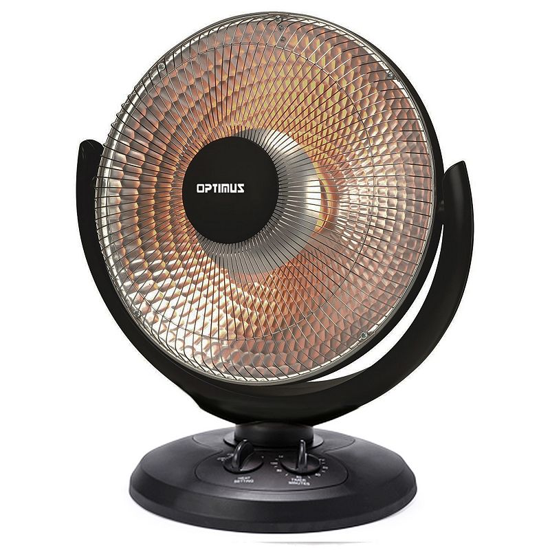 Optimus 14 Inch Oscillating Dish Heater in Black