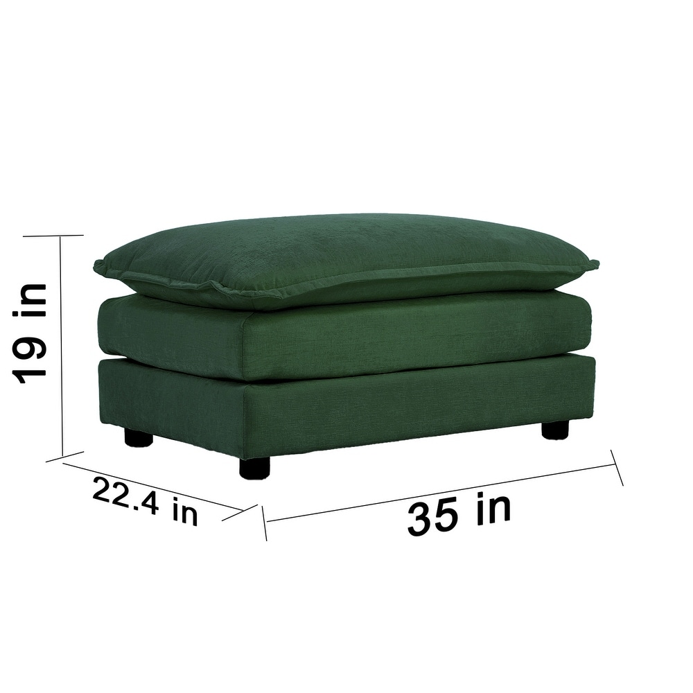 Convertible Sectional Sofa Green Chenille Sleeper Sofa w/ Ottomans