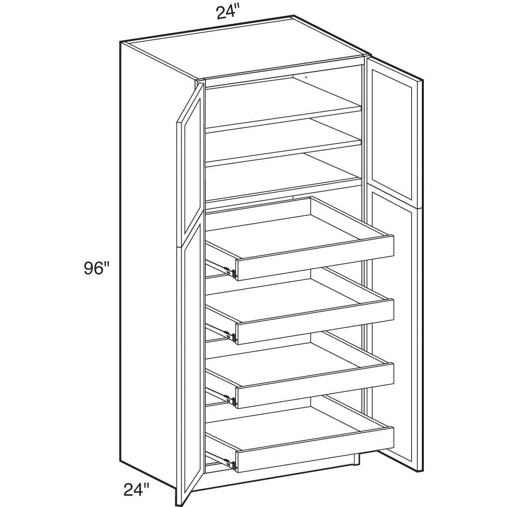 Home Decorators Collection Franklin Assembled 24x96x24 in. Plywood Shaker Utility Kitchen Cabinet Soft Close 4 rollouts in Stained Manganite U242496-4T-FMG