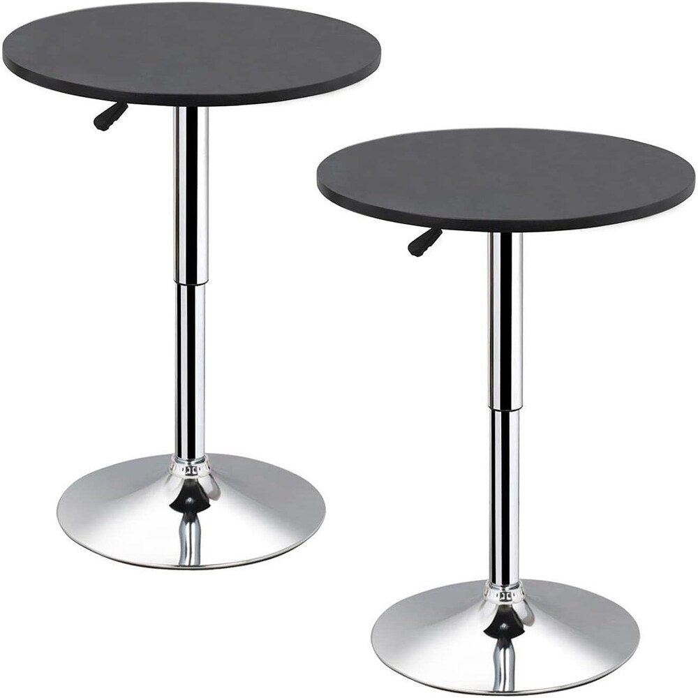 Height Adjustable Round Pub Table with 360 Swivel and MDF Tabletop