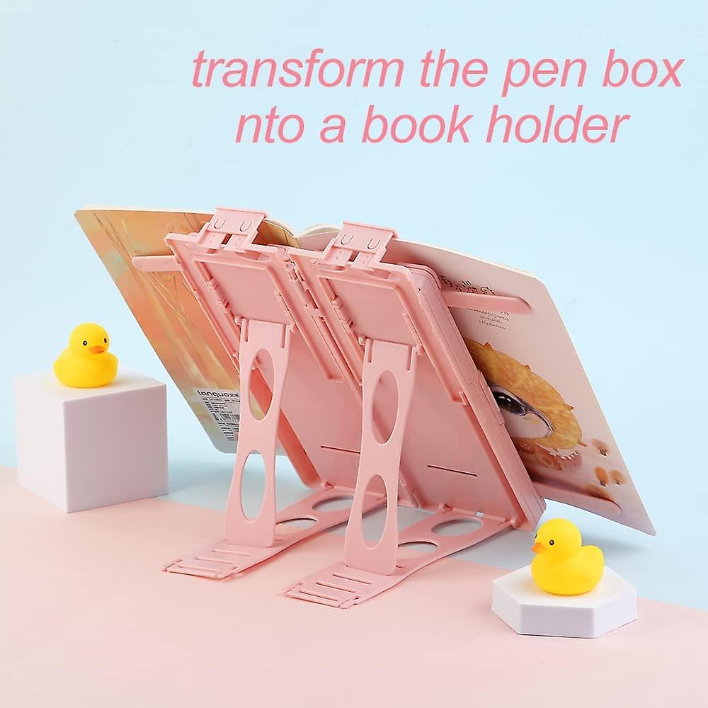 Book Holder Pencil Case For Grils And Boys， Diy Cute Sticker Pattern， Transform Into Book Stand For Childrens Reading， Easy Storage And Carry， Ideal G