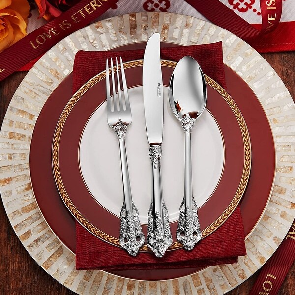 45 Pieces 18/10 Stainless Steel Flatware set， Service for 8， silver plated with gold accents， Fine Silverware set