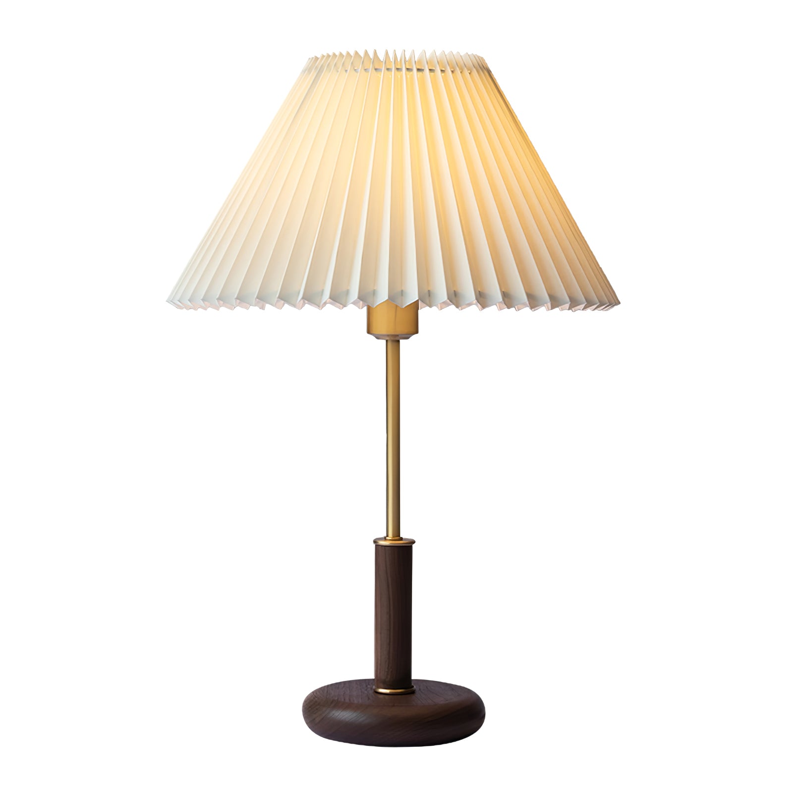 Pleated Walnut Table Lamp