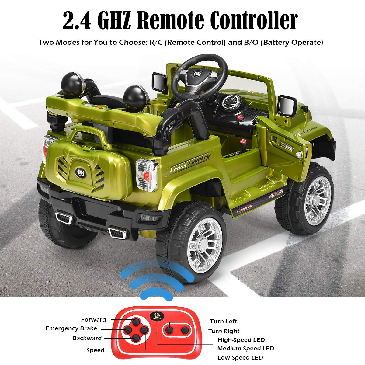 Costzon Ride On Car, 12V 2WD Powered Truck, Manual/ Parental Remote Control Modes