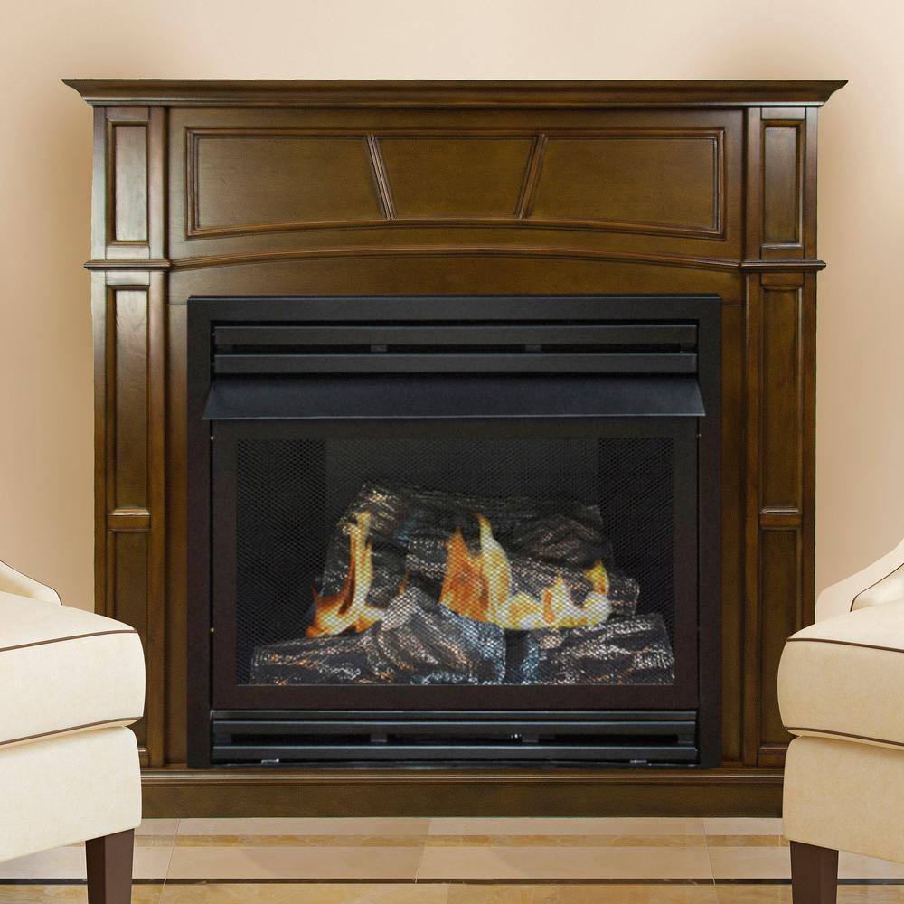 Pleasant Hearth 32000 BTU 46 in. Full Size Ventless Propane Gas Fireplace in Heritage VFF-PH32LP-H2