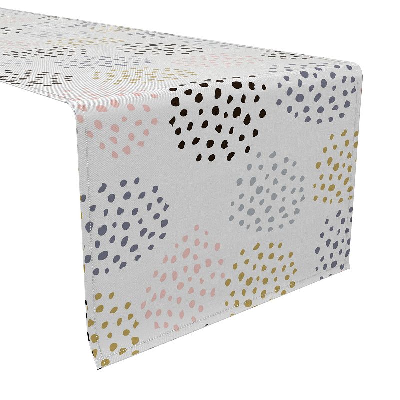 Table Runner， 100% Cotton， 16x72， Ink Dots Allover