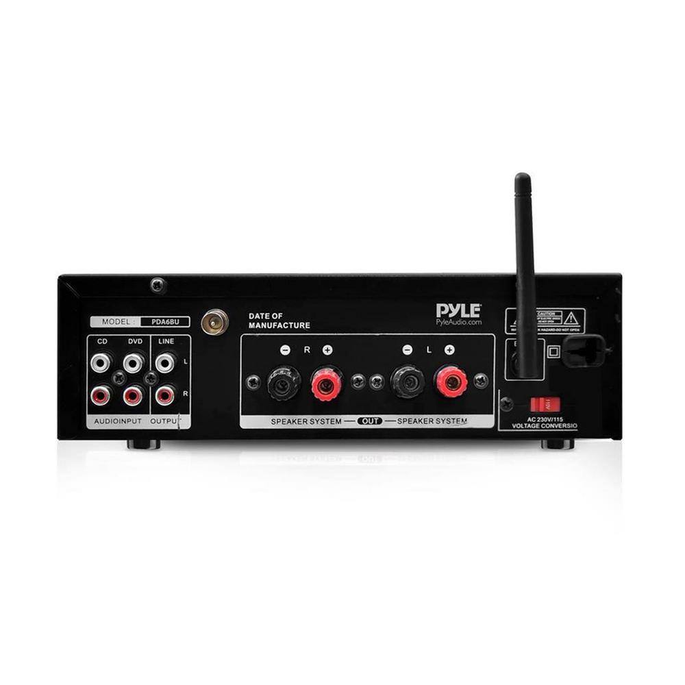 Pyle 200-Watt Bluetooth LCD Home Stereo Amplifier Receiver with Remote and FM Antenna PDA6BU