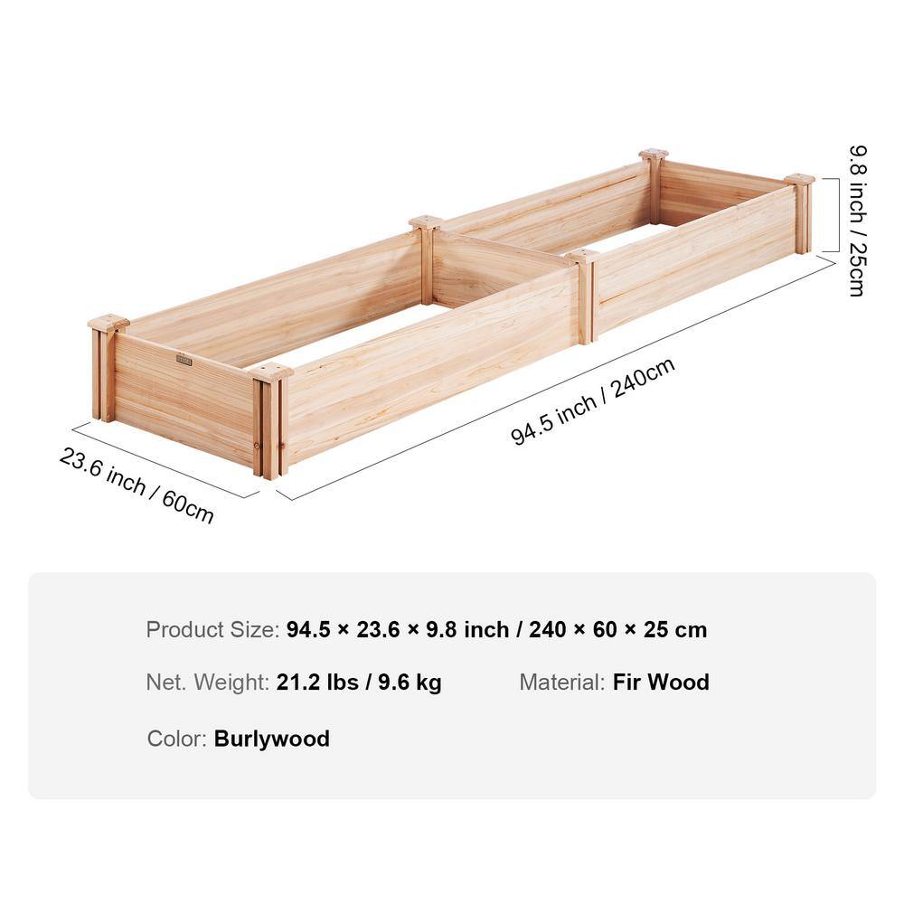 VEVOR Raised Garden Bed 8 ft. x 2 ft. x 1 ft. Wooden Planter Box with Open Base Outdoor Planting Boxes LDS2406025CM126UPV0