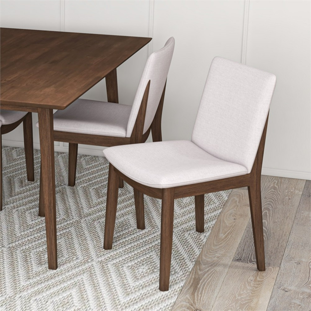 Kingston Mid Century Modern Beige Fabric Dining Chair Set of 2   Transitional   Dining Chairs   by Homesquare  Houzz