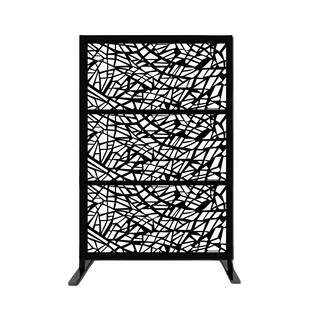 Ejoy Laser Cut Metal Privacy Garden Fence WideLine Black 24 in. x 48 in.-Piece (3-Piece Combo) MetalPanel_WideLine_Black_3pc