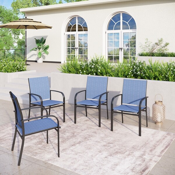 MAISON ARTS 7Piece Patio Dining Set Metal Rectangle Table and 6 Textilene Chairs