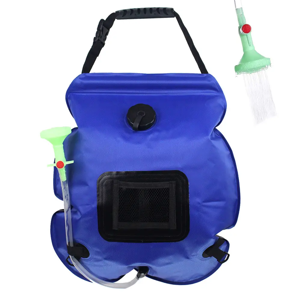 Outdoor Camping Hiking Shower Bag Solar Heating Portable Folding Climbing Bath Bag Hose Switchable Shower Head