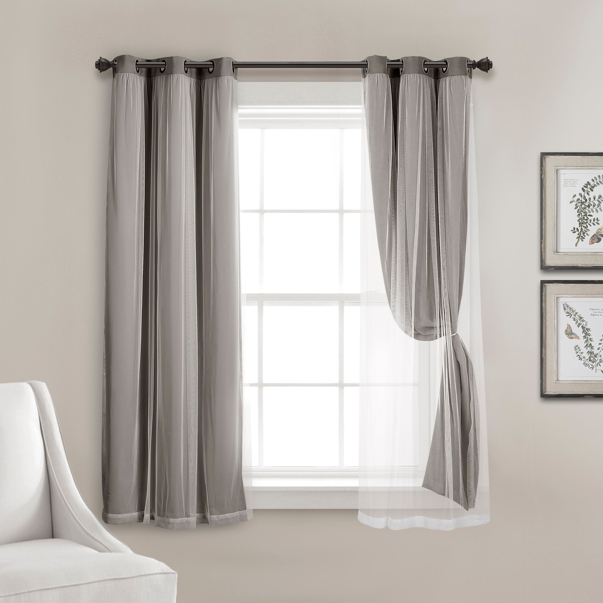 Grommet Sheer With Insulated Blackout Lining Curtain Panel Set