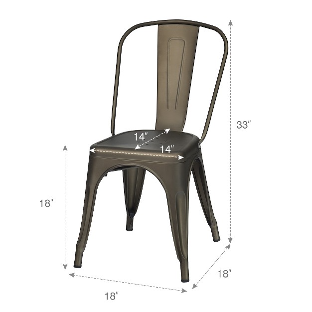 Tangkula Patio Chairs Set Of 4 Stackable Side Dining Chair Bistro Caf