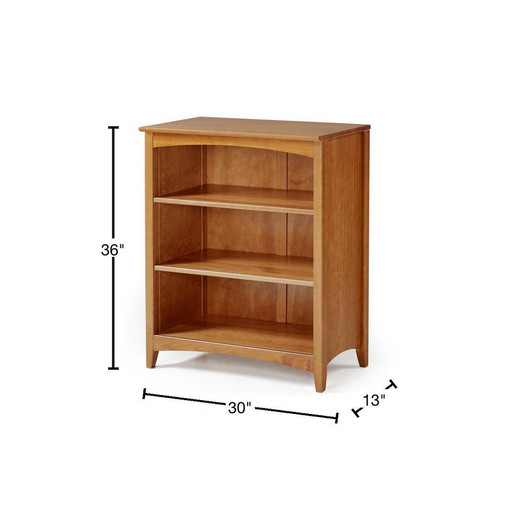 Camaflexi Shaker Style 36 in. Cherry Wood 3-shelf Standard Bookcase with Adjustable Shelves SHK365