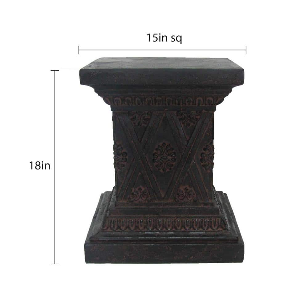 MPG 18 in. H Aged Charcoal Cast Stone Fiberglass Pedestal PF6652AC