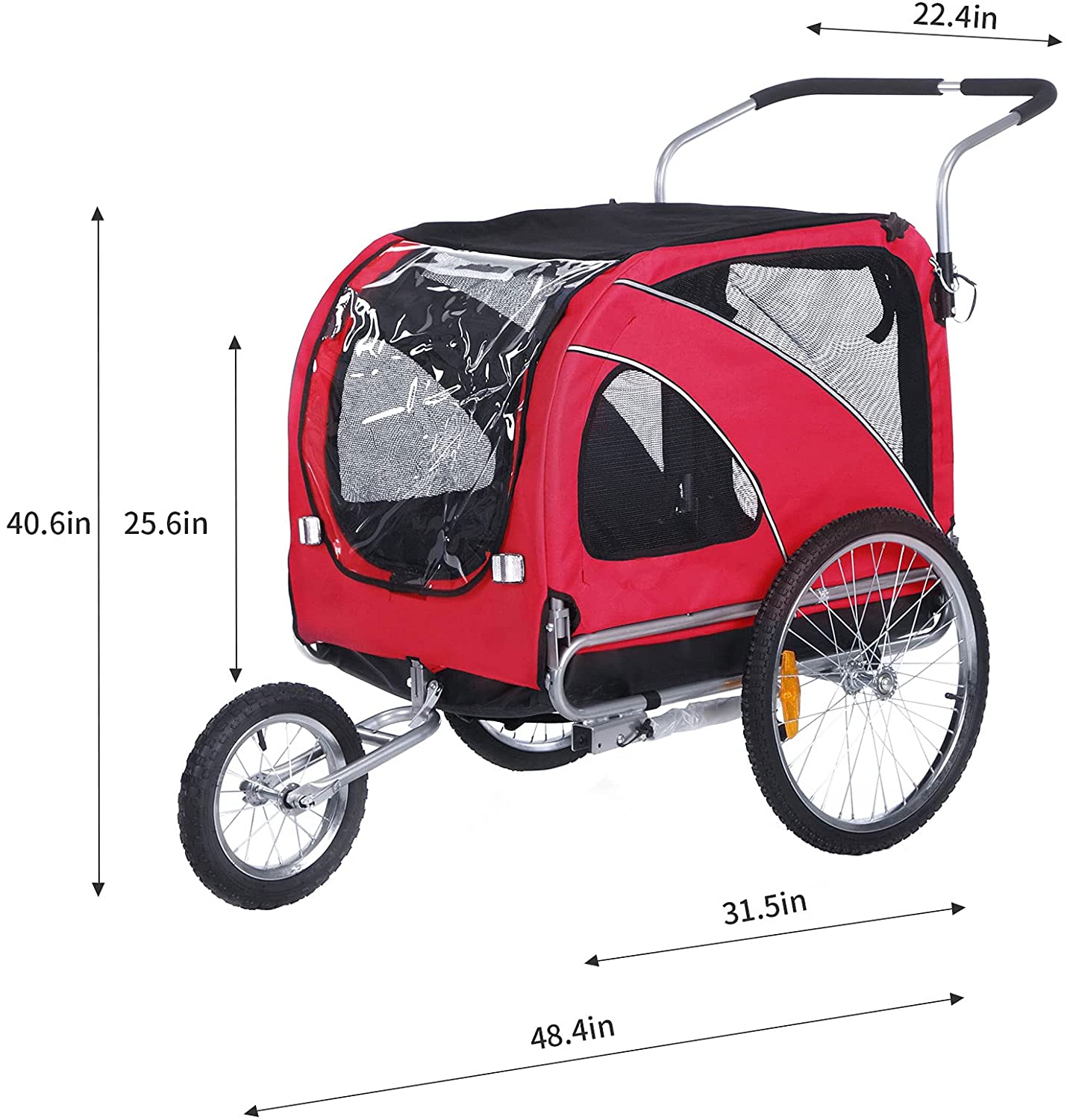 OWSOO Large pet Trailer and Jogger 2 in 1 Function(BLUE)