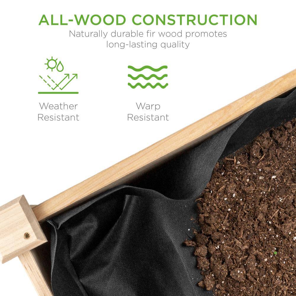 Best Choice Products 34 in. x 18 in. x 30 in. Elevated Garden Bed Wood Raised Planter Box with Bed Liner SKY6377