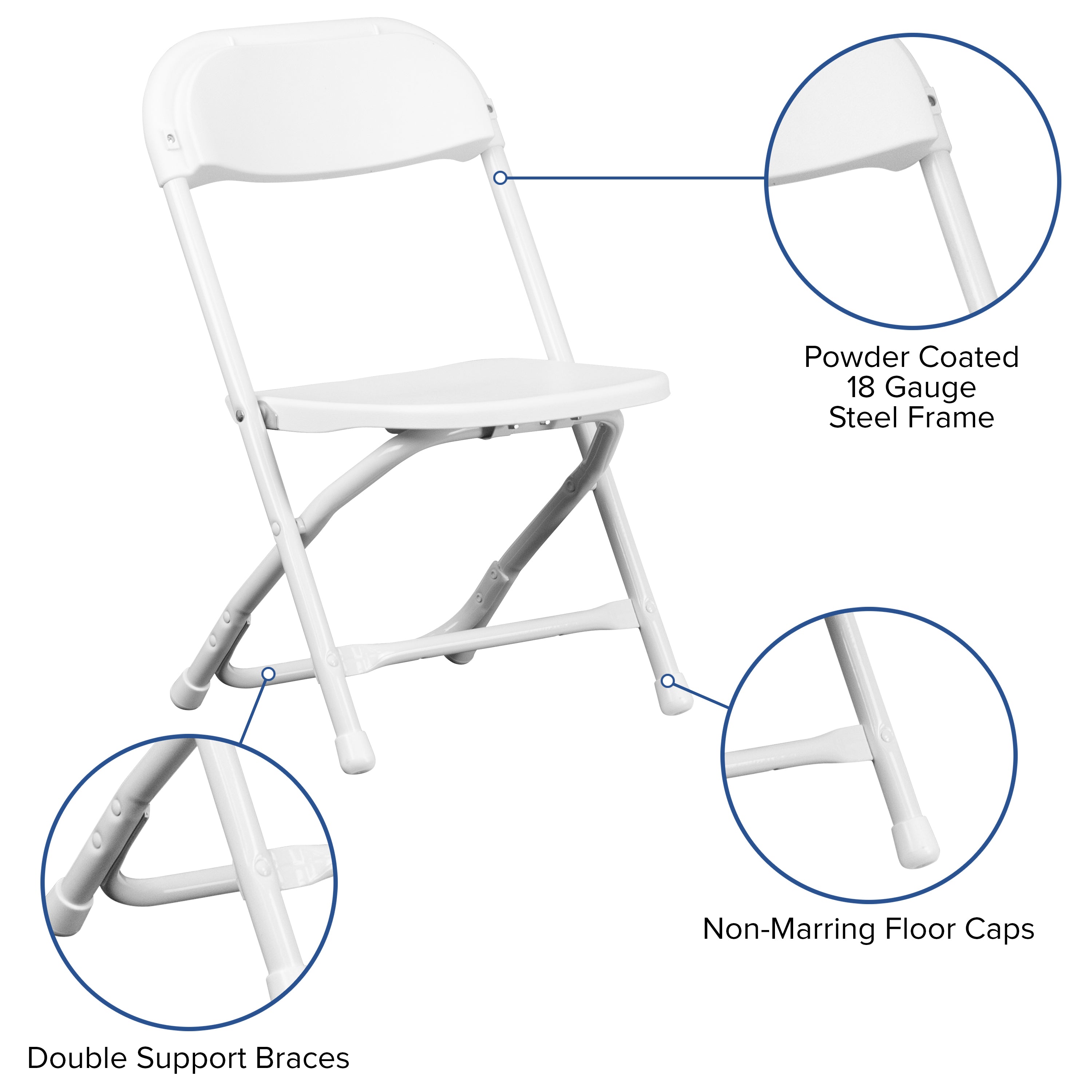 Emma + Oliver 2 Pack Kids White Plastic Folding Chair