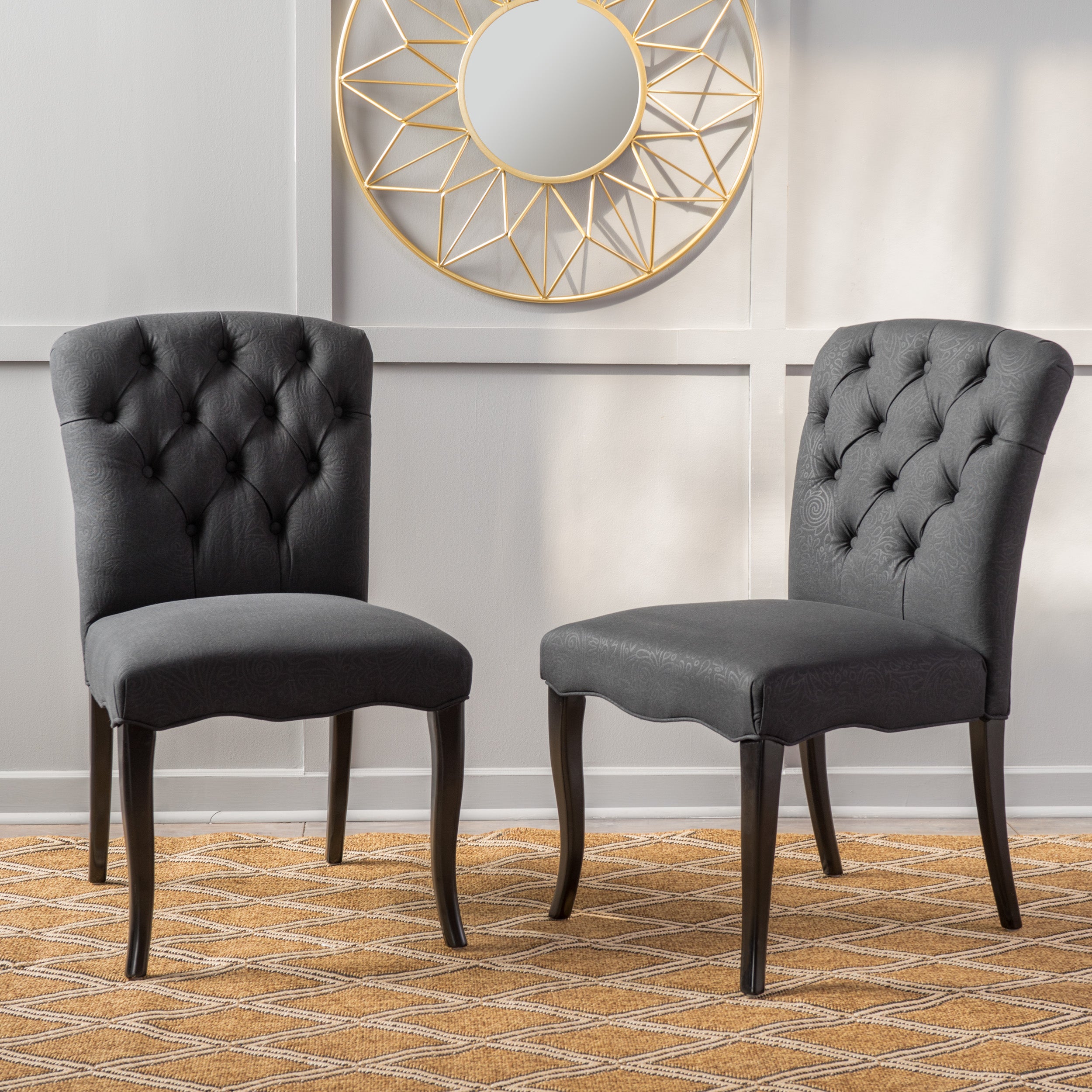 Hallie Traditional Tufted Armless Dining Chairs (Set of 2)