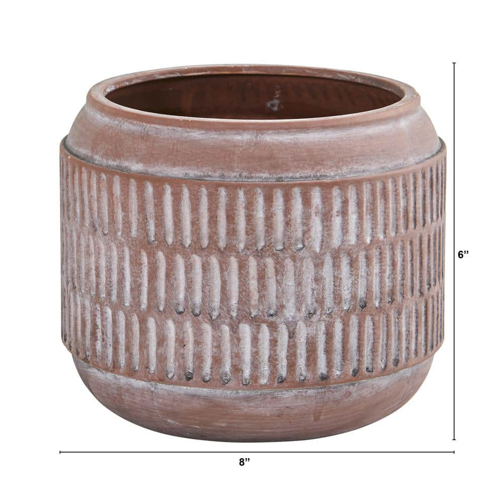 Nearly Natural 8in. Boho Chic Ceramic Embossed Planter 0757-S1