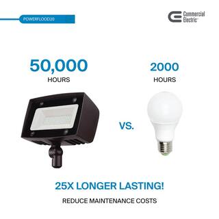 Commercial Electric 150W Equivalent Integrated LED Outdoor Security Flood Light 2000 Lumens PWRF20-4K-BZ