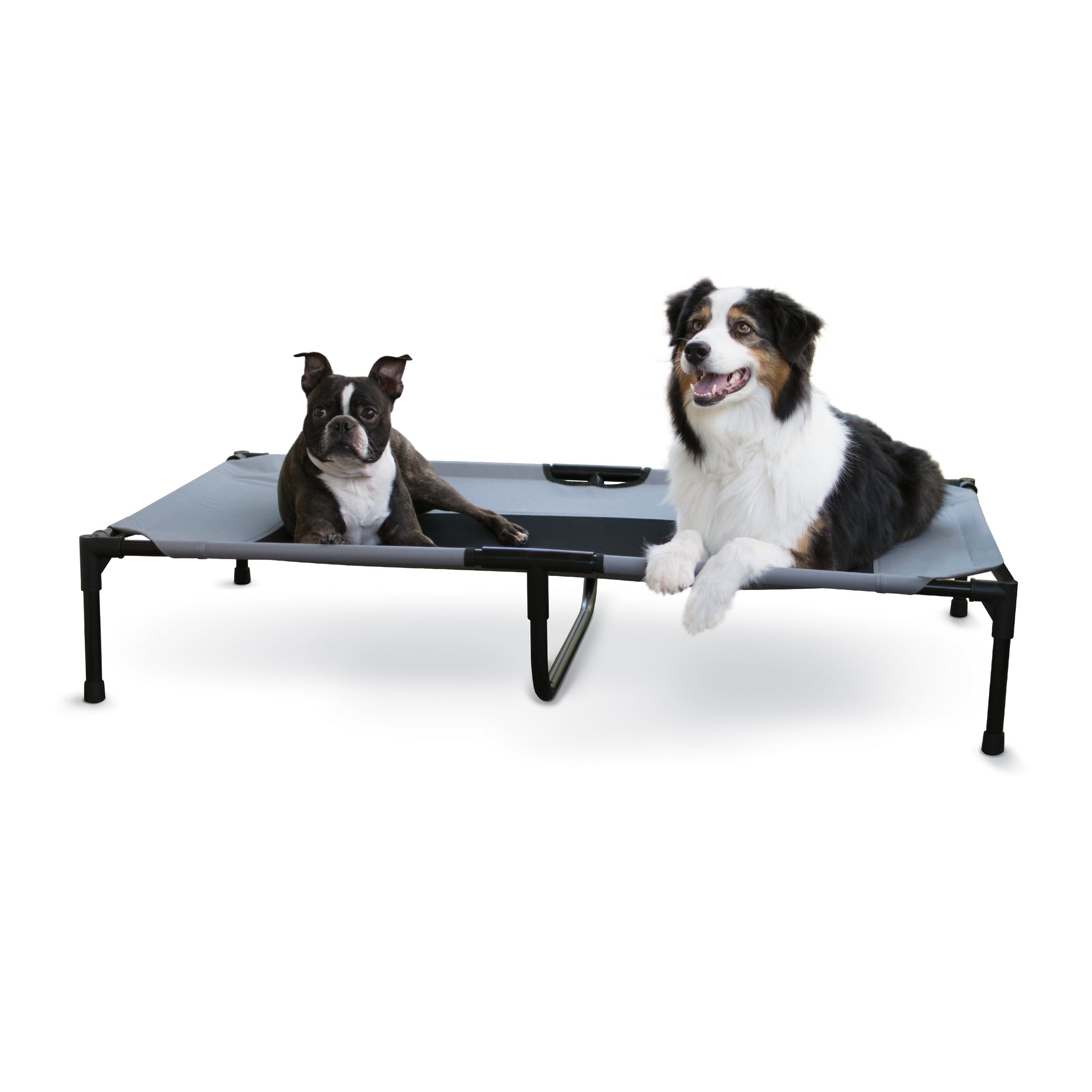 KandH Cooling Cot Pet Dog Bed， Large， Gray/Black Mesh