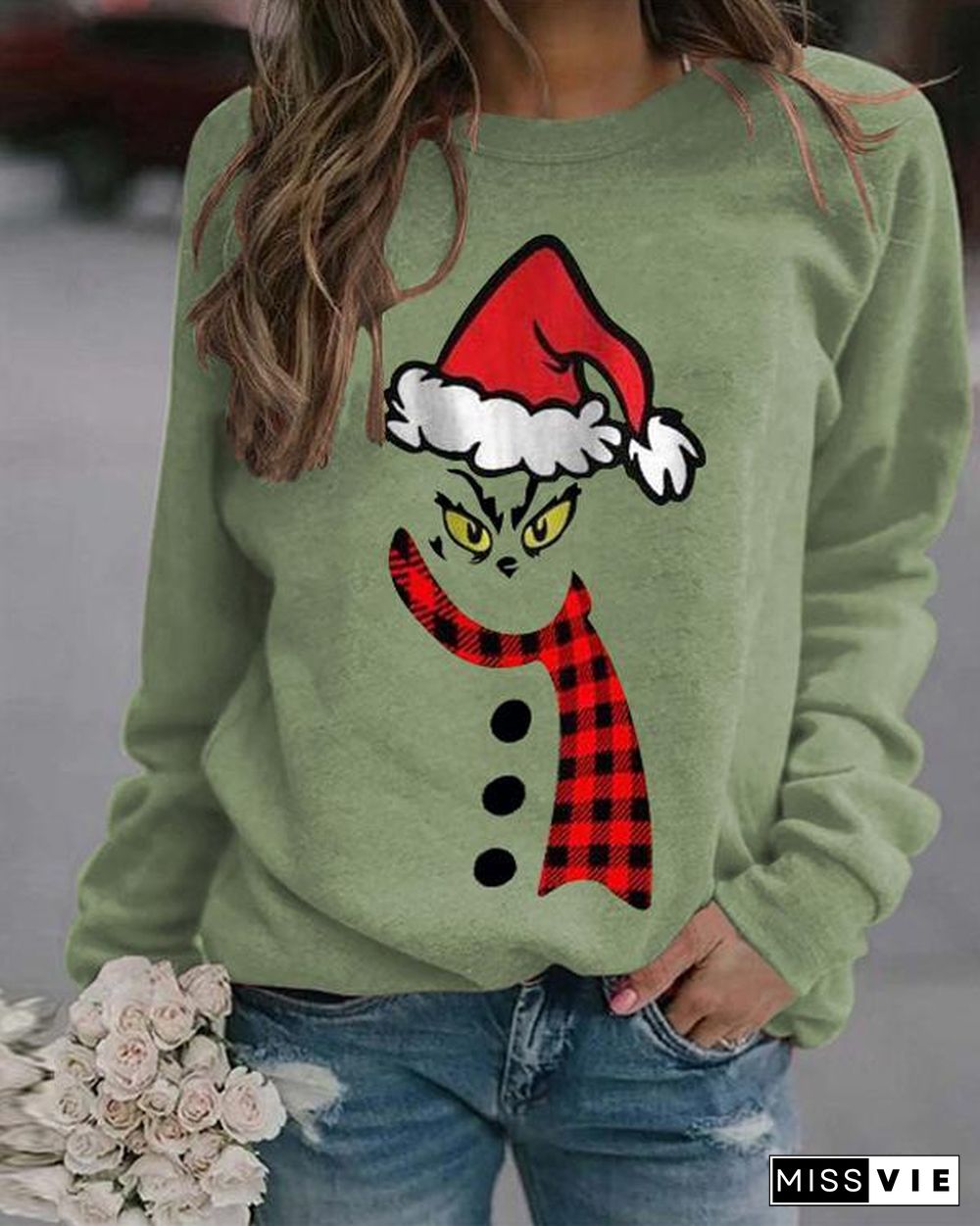 Christmas Print Long Sleeves Casual Daily Sweatshirts