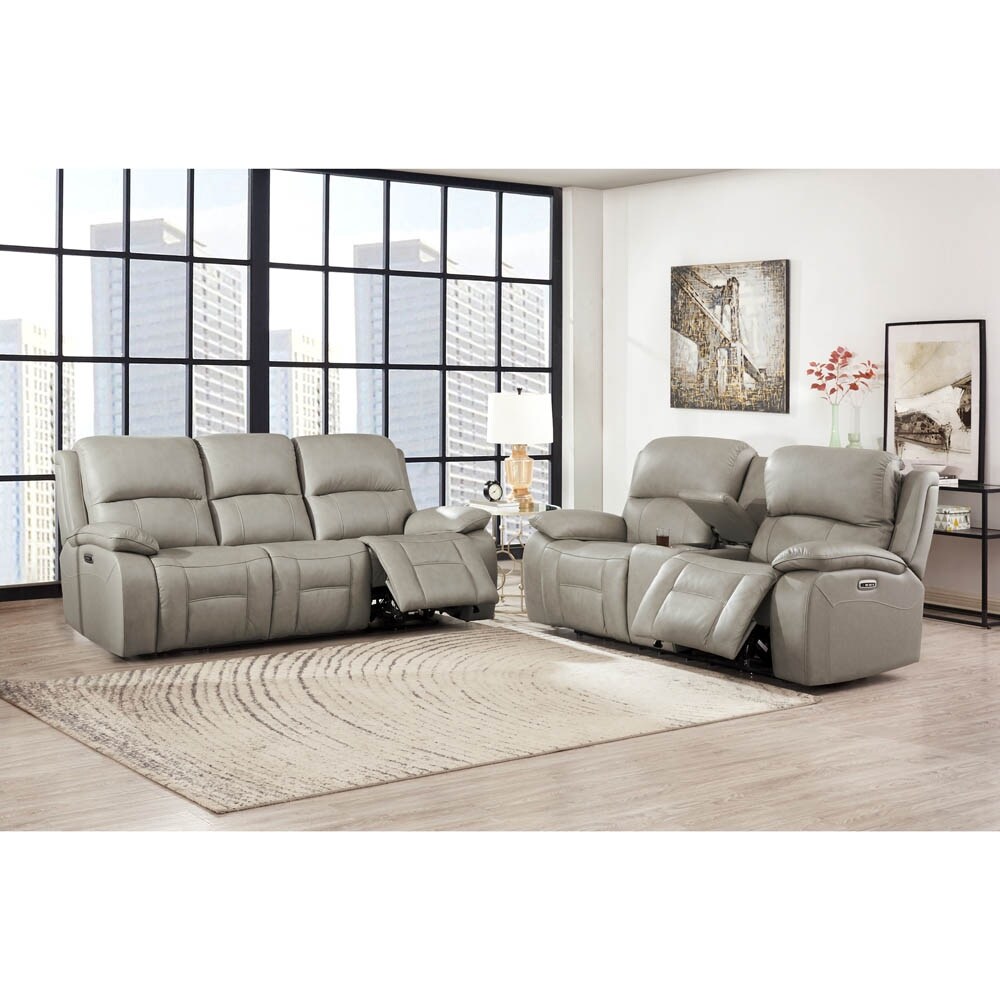 Hydeline Westminster Zero Gravity Power Recline and Headrest Top Grain Leather Sofa and Loveseat Set with Built in USB Ports