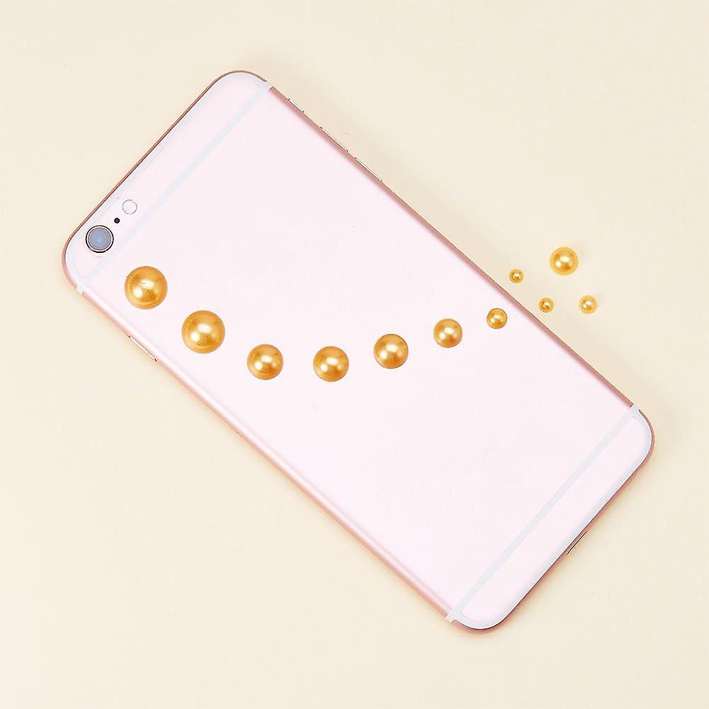 About 690pcs 6 Sizes Goldenrod Flat Back Pearl Cabochon For Crafts Scrapbooking Embellishment Shoes Wedding Dress Diy Phone Nail Making (4mm， 5mm，6mm，