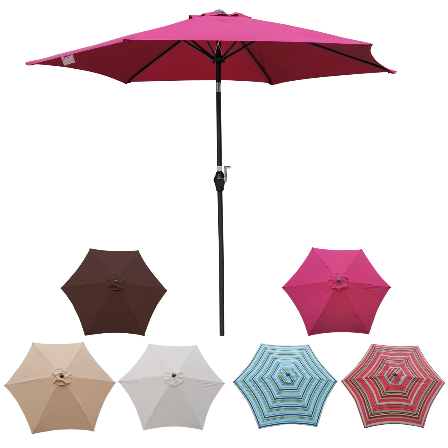 SUGIFT 9FT Patio Umbrella, Outdoor Umbrella with Push Button Tilt and Crank, Fade Resistant Water Proof Patio Table Umbrella,Burgundy