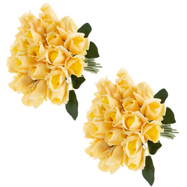 Rose Artificial Flowers - 24pc Real Touch 11.5-inch Fake Flower Set With Stems For Home Decor， Wedding， Or Bridal/baby Showers By Pure Garden (yellow)