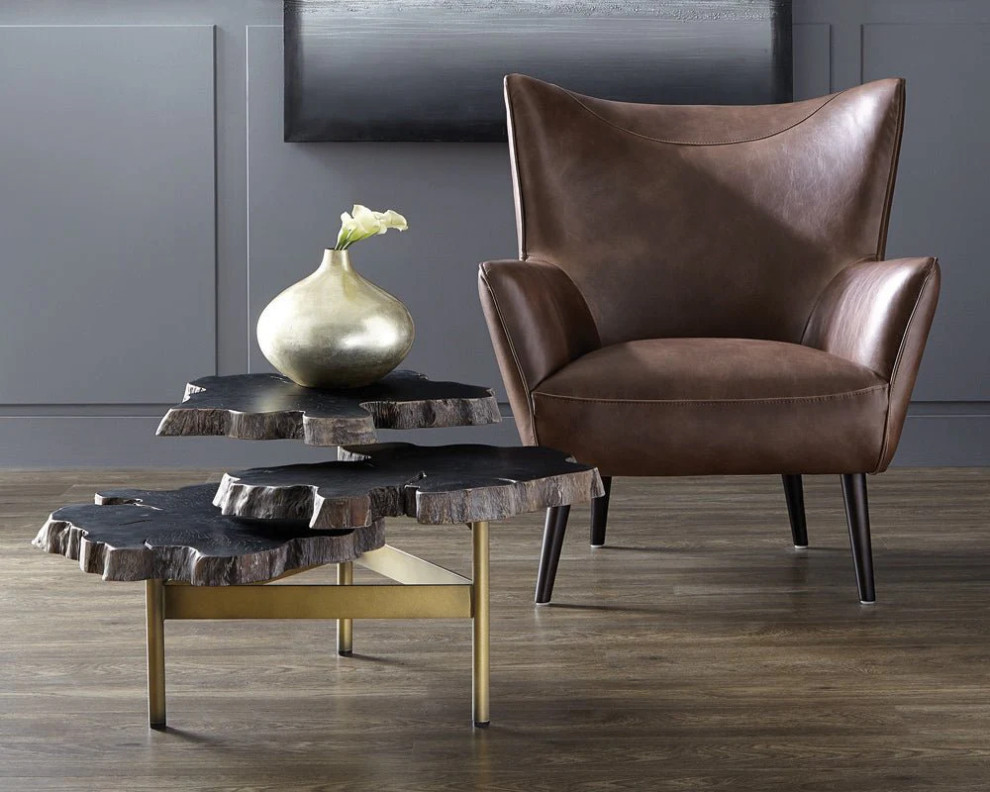 Denae Lounge Chair  Havana Dark Brown   Midcentury   Armchairs And Accent Chairs   by Peachtree Fine Furniture  Houzz