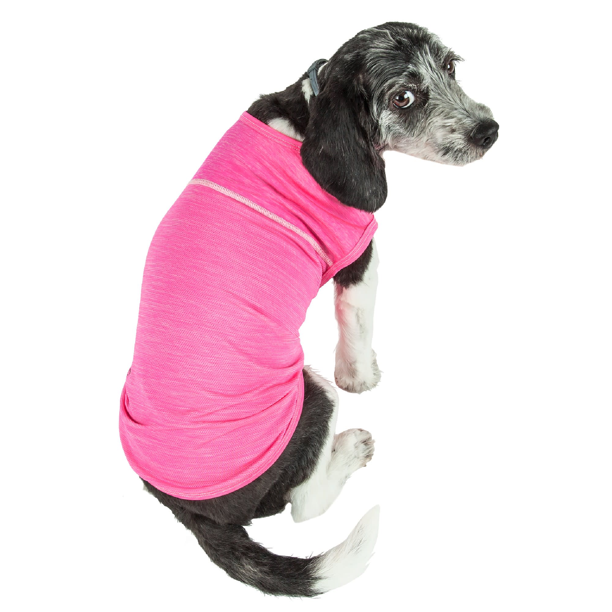 Pet Life Active Aero-Pawlse Heathered Pink Quick-Dry Dog Tank Top T-Shirt， X-Small