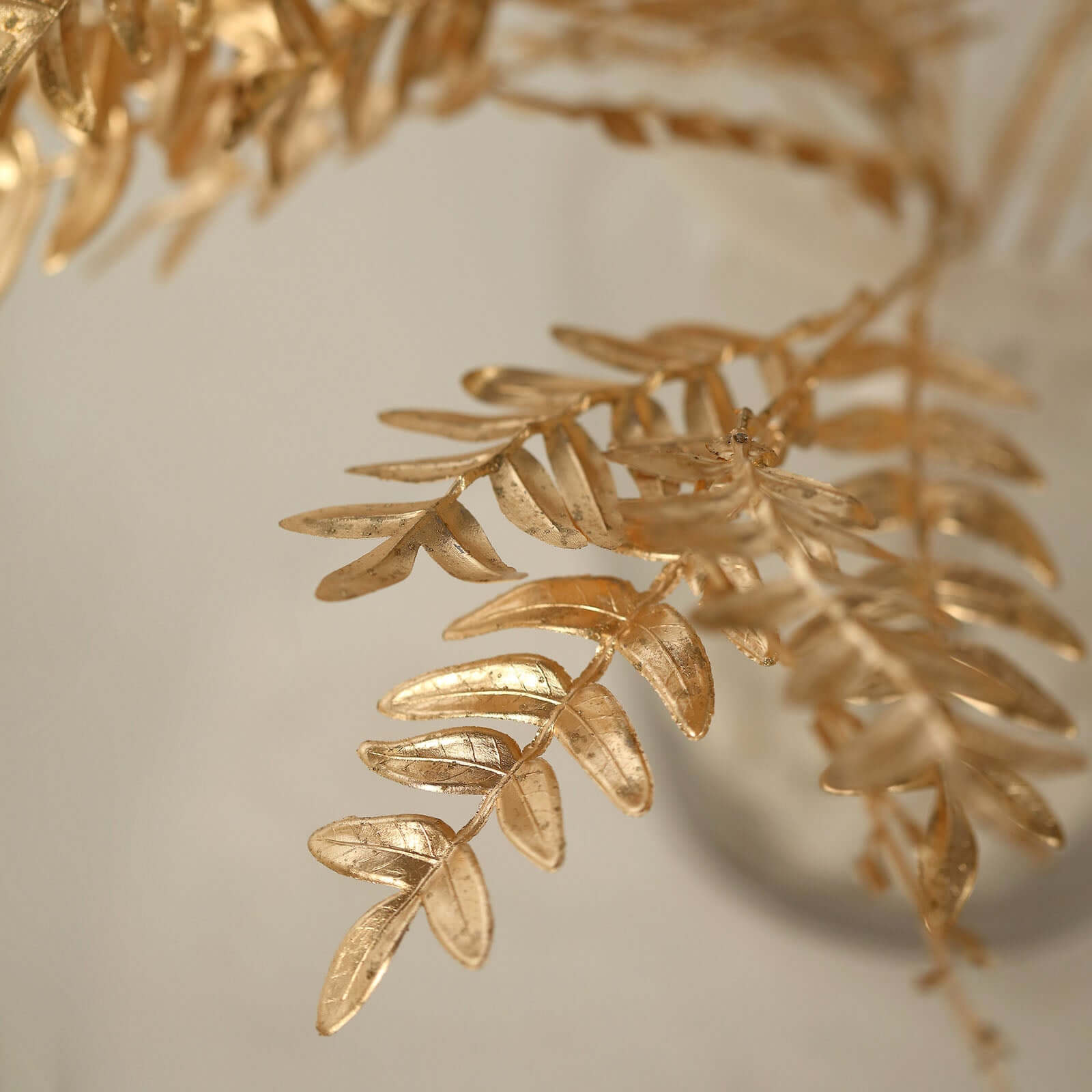 2 Pack Metallic Gold Artificial Fern Leaf Branches, Faux Decorative Bouquets 21