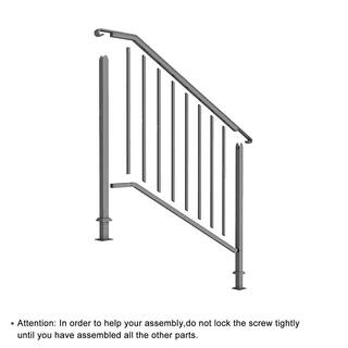 Winado Transitional Handrail Stair Railing Fits 3-Step Iron Rail Kit 891262135247