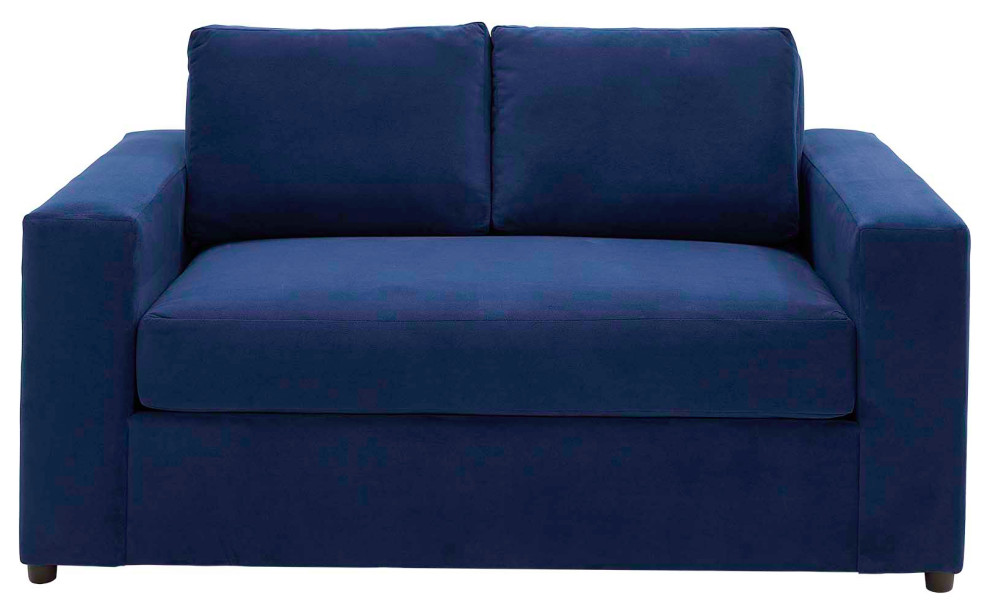 Avendale Velvet Loveseat  Deep Navy   Contemporary   Loveseats   by First of a Kind USA Inc  Houzz