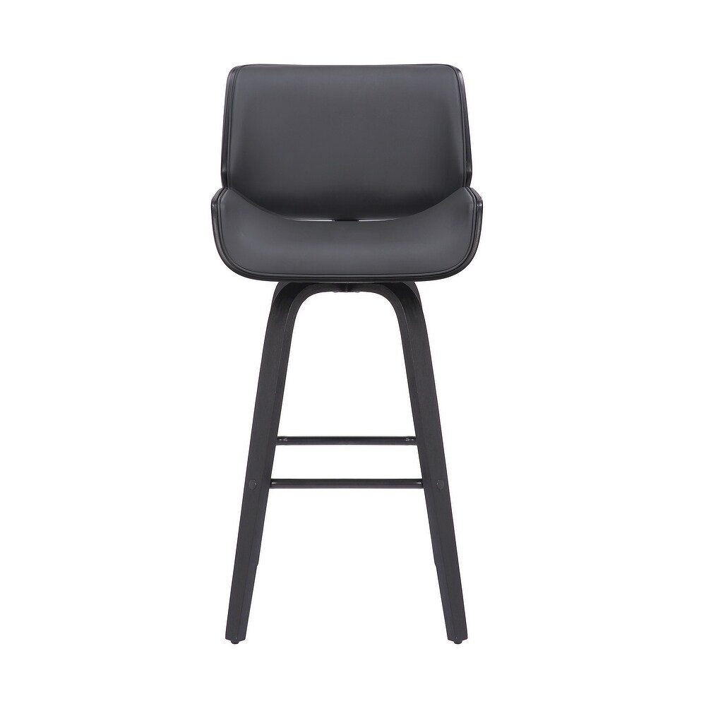 Tyler Mid Century Modern Swivel Counter/Bar Stool in Faux Leather and Wood