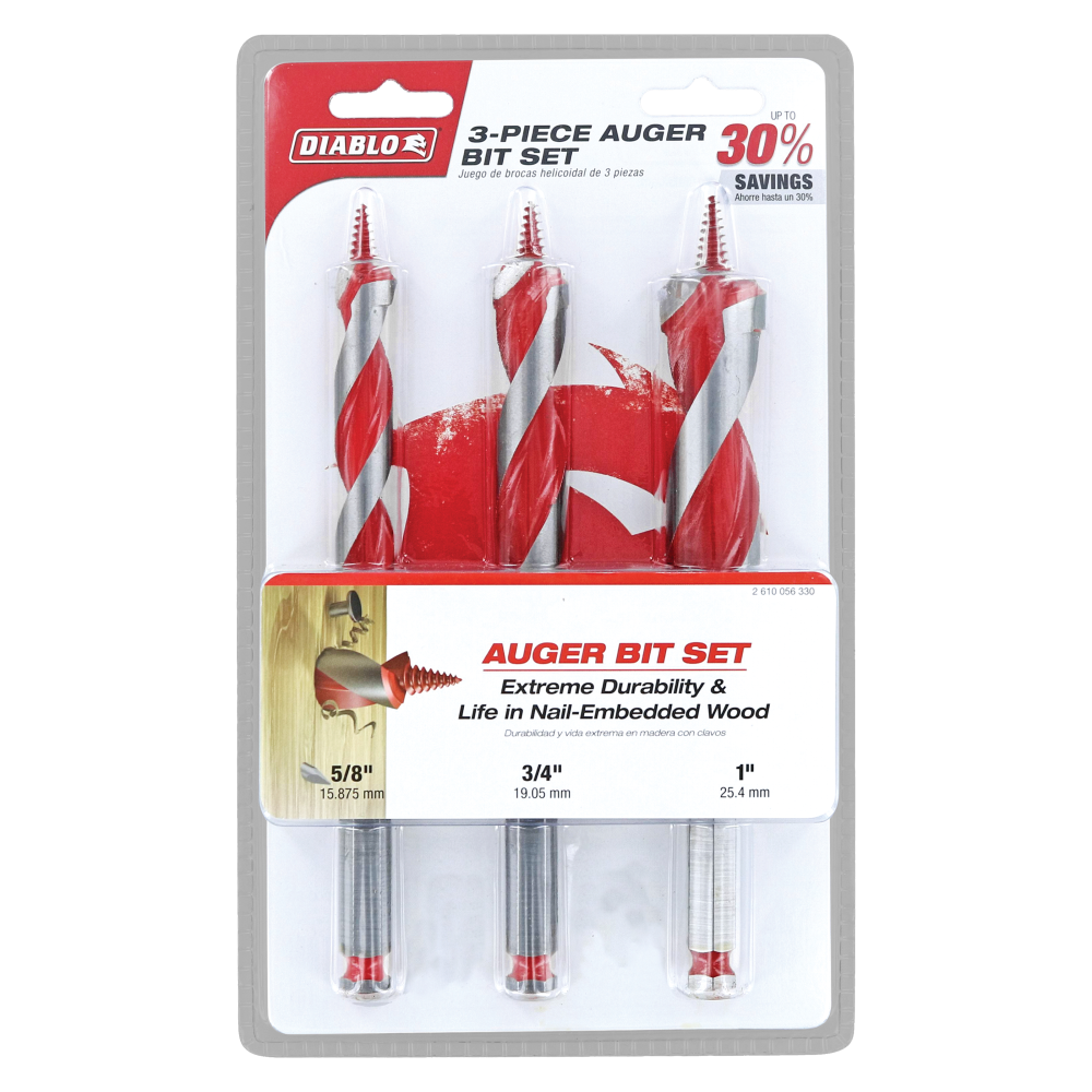 Diablo Tools 3 piece Auger Bit Set ;