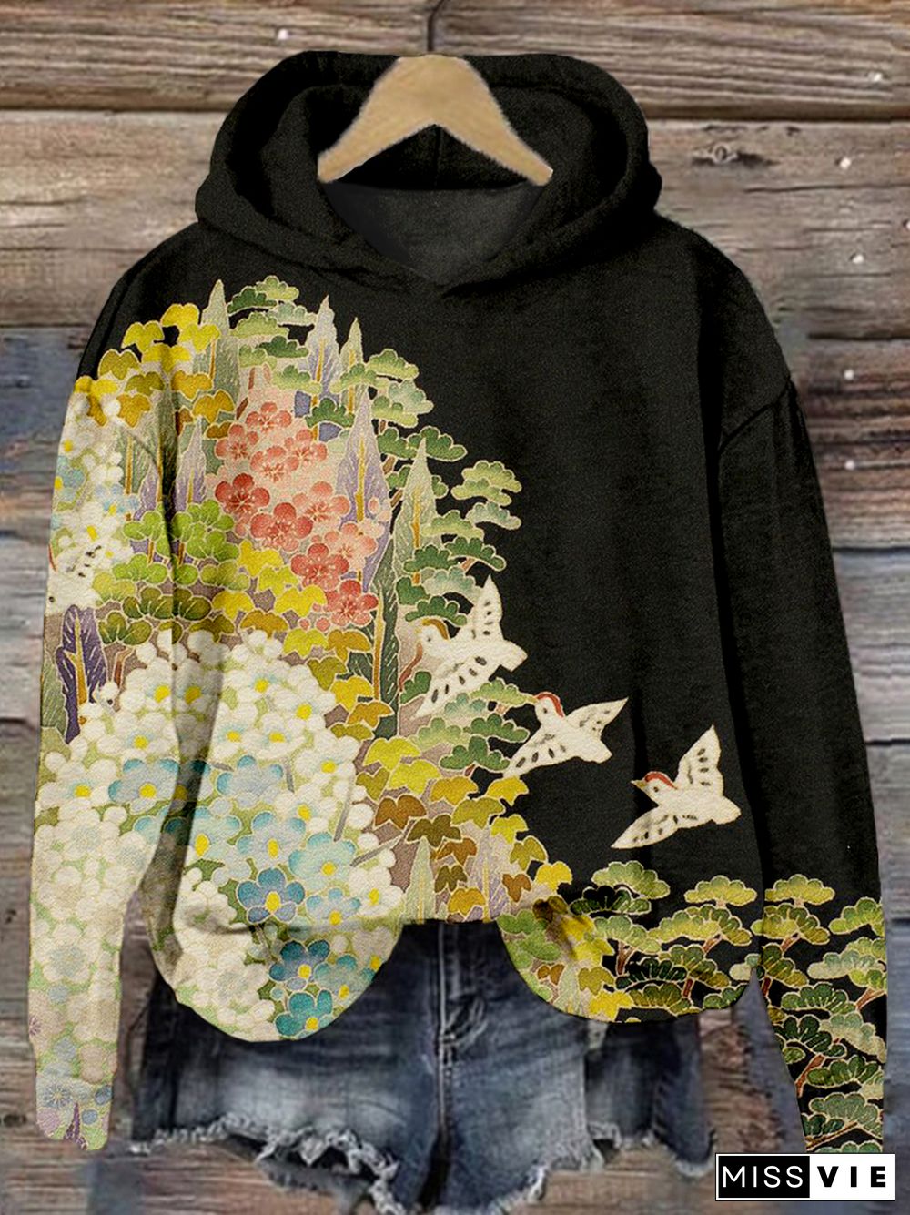 Japanese Art Painting Pattern Vintage Comfy Hoodie